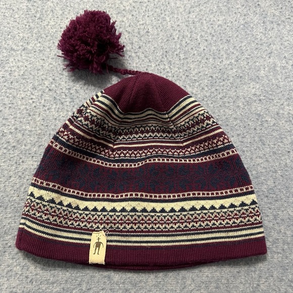 SMARTWOOL‎ Magenta & Deep Blue 100% Merino Wool Knit Beanie Hat ONE SIZE - Picture 1 of 5